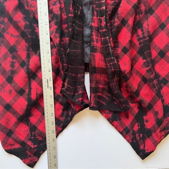 Anthropologie Elevenses Roxanne Vest Flannel Red Black Buffalo Plaid Check Sz S - Picture 9 of 16